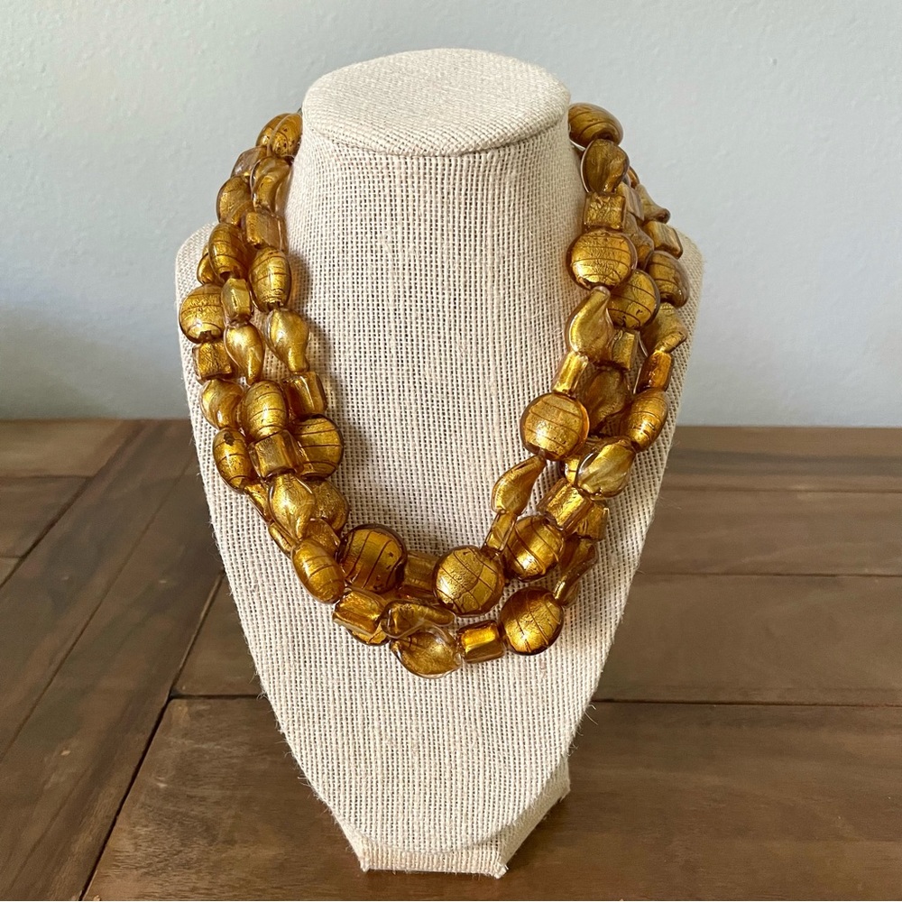 Multistrand resin bead necklace